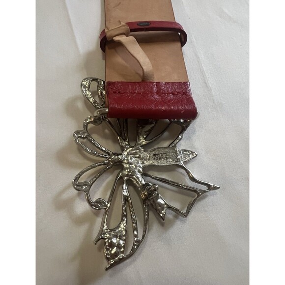 VTG Garuglieri Red Leather Belt 27-31” Butterfly Buckle Italy Y2K Boho Western